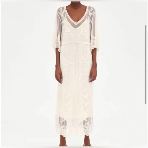 Zara Dresses & Skirts - Zara Women’s Cream Lace Mesh Only, Size Medium
